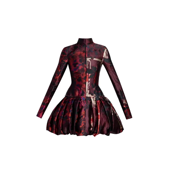 Erdem Floral Print Textured Satin Long Sleeve Dress - Dresses - British Romantic Luxury at Coveti
