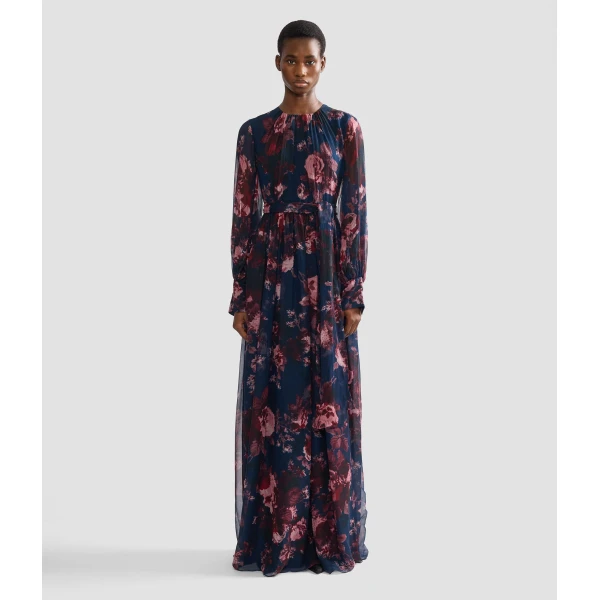 Erdem Floral Silk Creponne Long Sleeve Gown - Dresses - British Romantic Luxury at Coveti