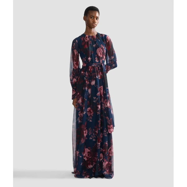 Erdem Floral Silk Creponne Long Sleeve Gown - Dresses - British Romantic Luxury at Coveti