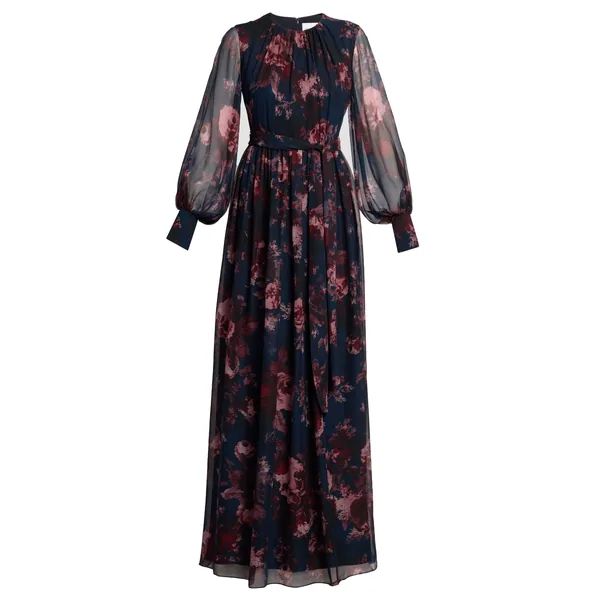 Erdem Floral Silk Creponne Long Sleeve Gown - Dresses - British Romantic Luxury at Coveti