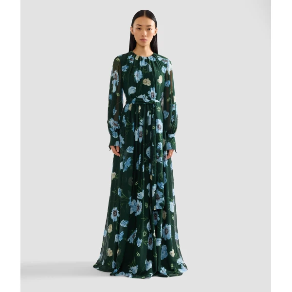 Erdem Floral Silk Voile Long Sleeve Gown - Dresses - British Romantic Luxury at Coveti