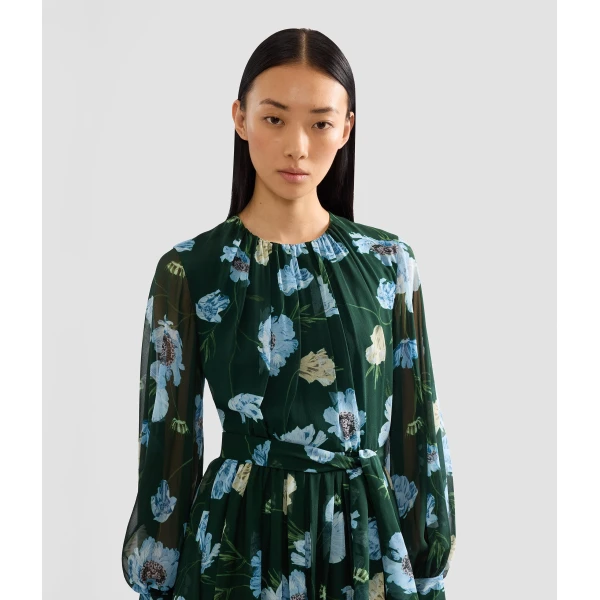 Erdem Floral Silk Voile Long Sleeve Gown - Dresses - British Romantic Luxury at Coveti