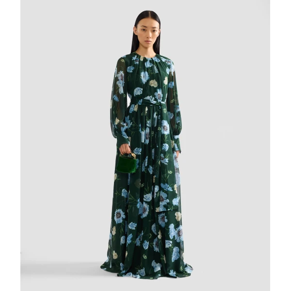 Erdem Floral Silk Voile Long Sleeve Gown - Dresses - British Romantic Luxury at Coveti
