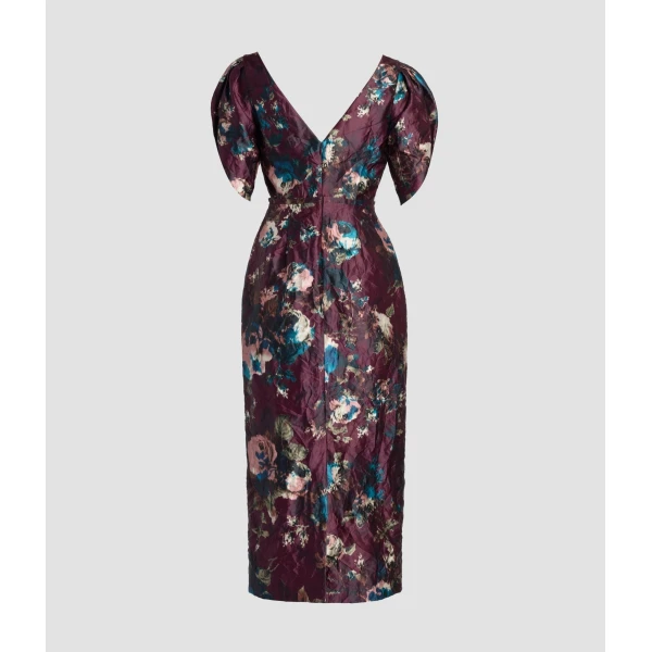 Erdem Floral Textured Satin Midi Dress - Dresses - British Romantic Luxury at Coveti