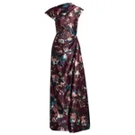 Erdem Floral Textured Satin Short Sleeve Draped Gown