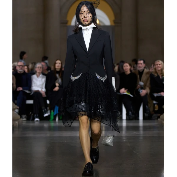 Erdem Grain De Poudre Single Breasted Fitted Blazer, view 3