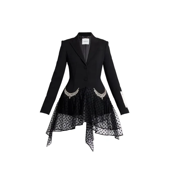 Erdem Grain De Poudre Single Breasted Fitted Blazer