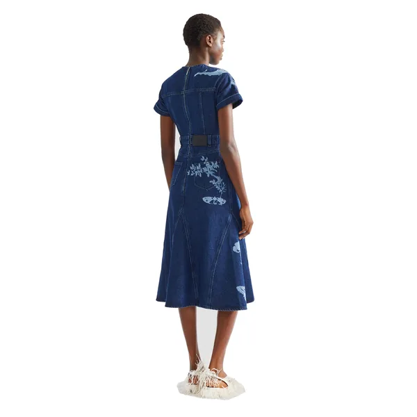 Erdem Indigo Denim Short Sleeve Midi Dress, view 2