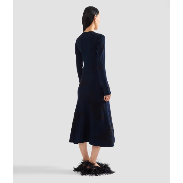 Erdem Jacquard Long Sleeve Midi Knit Dress, view 2