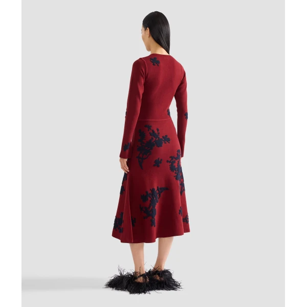Erdem Jacquard Long Sleeve Midi Knit Dress - Dresses - British Romantic Luxury at Coveti