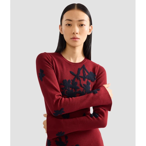 Erdem Jacquard Long Sleeve Midi Knit Dress - Dresses - British Romantic Luxury at Coveti