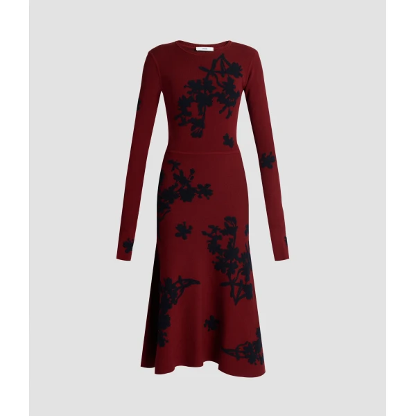 Erdem Jacquard Long Sleeve Midi Knit Dress - Dresses - British Romantic Luxury at Coveti
