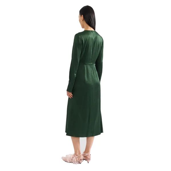 Erdem Satin Seersucker Draped Midi Dress, view 2