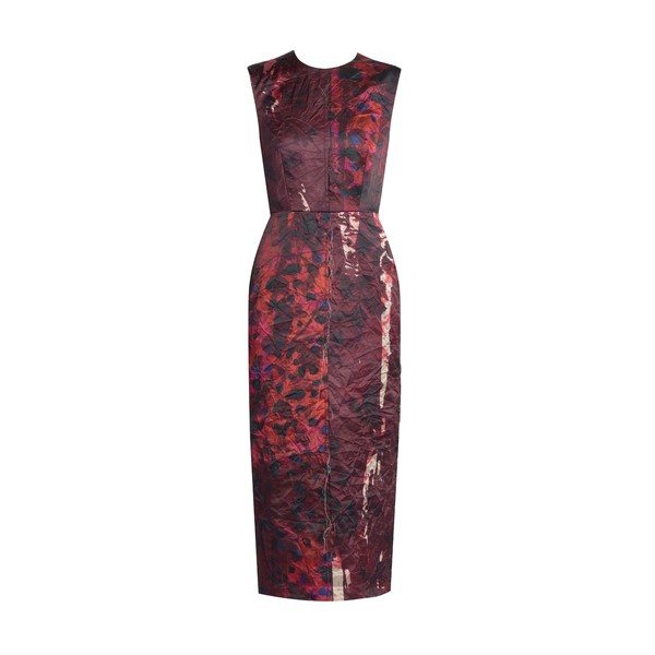 Erdem Textured Satin Sleeveless Midi Dress
