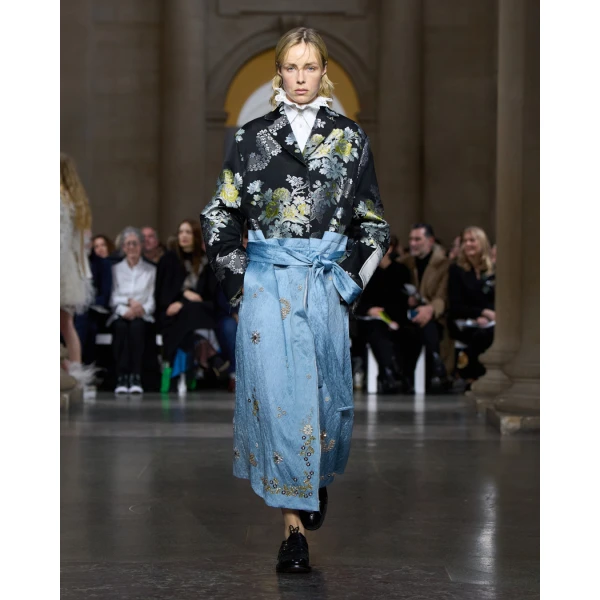 Erdem Textured Satin Wrap Coat, view 2