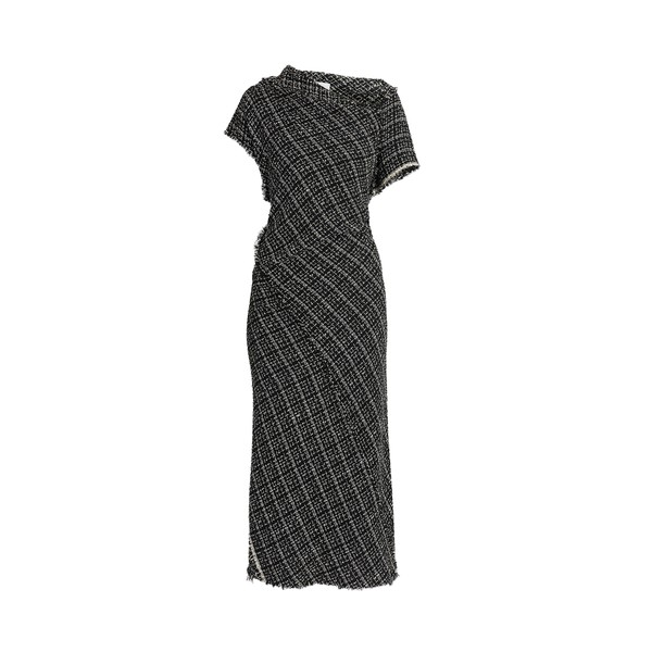 Erdem Tweed Asymmetric Midi Dress