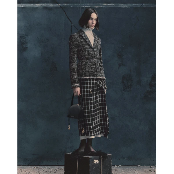Erdem Tweed Fitted Single Breasted Blazer, view 2