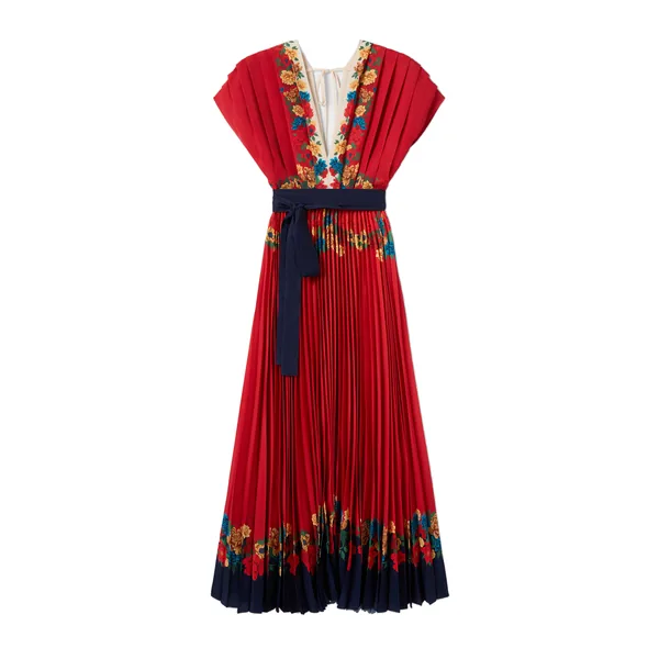Accordion Dress in Princess Peony Placée Red