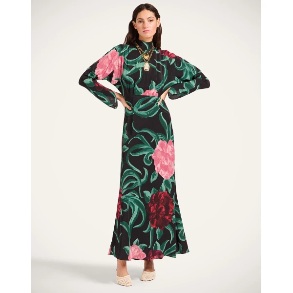La Double J Gilda Dress in Peony Black, view 2