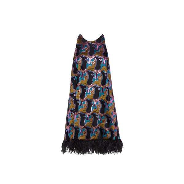 La Double J La Fenice Mini Dress in Spritz Blue Petrol