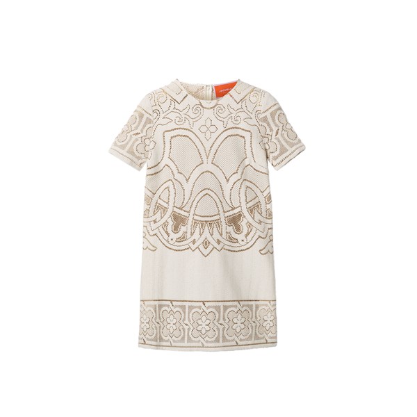 La Double J Lacey Mini Swing Dress in Solid White Smoke