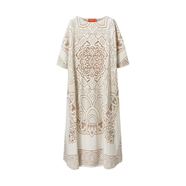 La Double J Lacey Muumuu Dress in Solid White Smoke