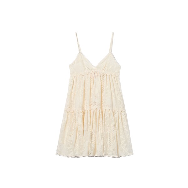 La Double J Lacey Nymph Mini Dress in Solid Ivory