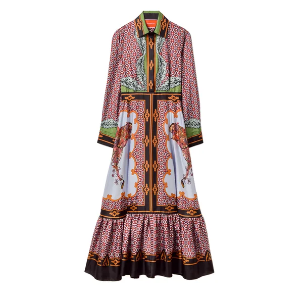 Long Sleeves San Pietro Dress in Mariposa Placée Celeste