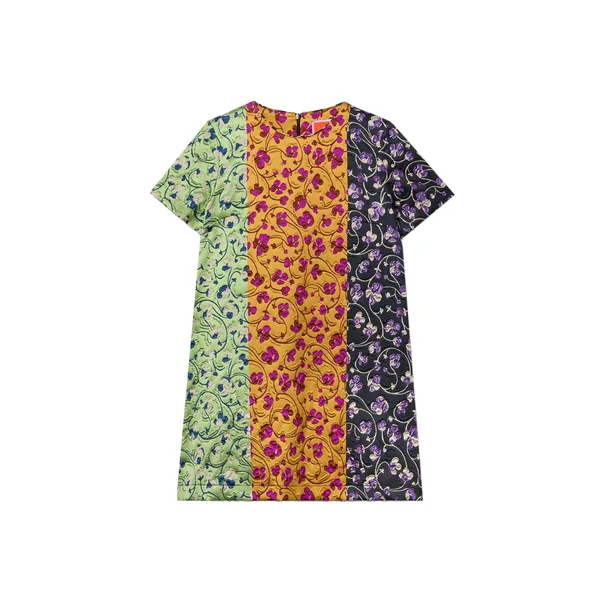 Mini Swing Dress in Honeysuckle Tricolor Yellow