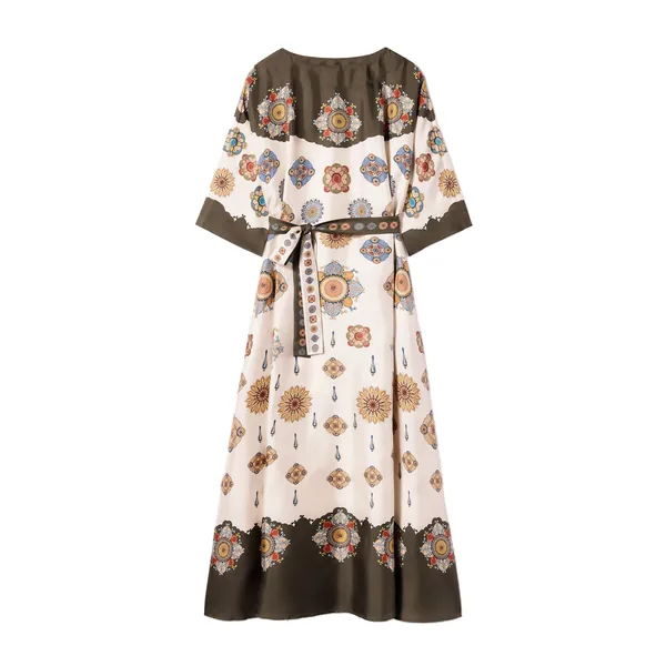 Muumuu Dress Round Neck in Nucleus Placée Off White