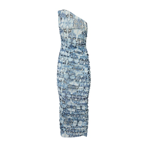 La Double J One Shoulder Bandage Dress in Cocoon Blue