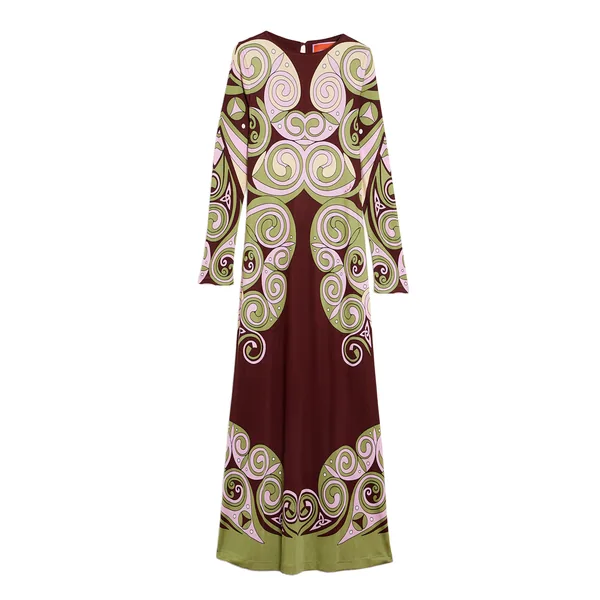 La Double J Slinky Swing Dress in Kells Swirl Placée Burgundy