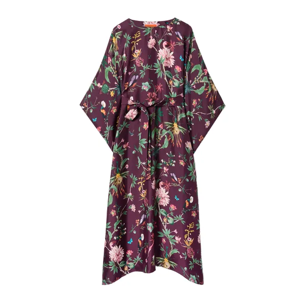 Square Kaftan in Zooflora Burgundy