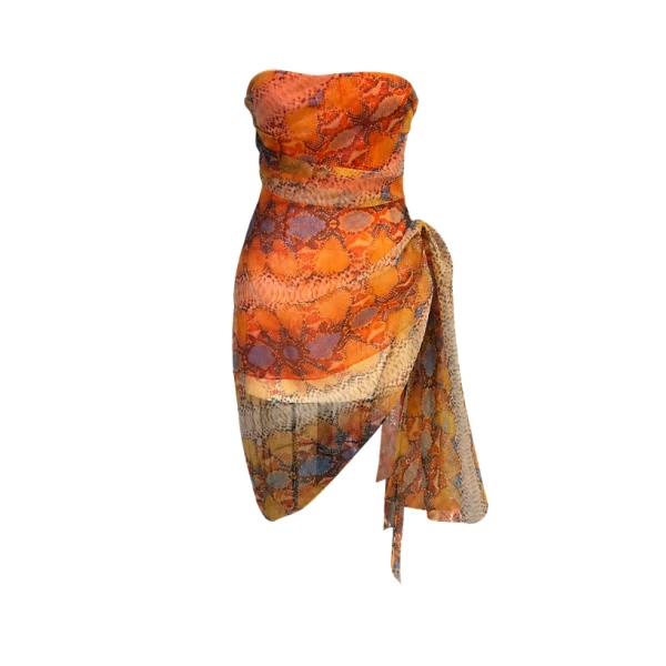 LaQuan Smith asymmetrical strapless mini dress with neck tie