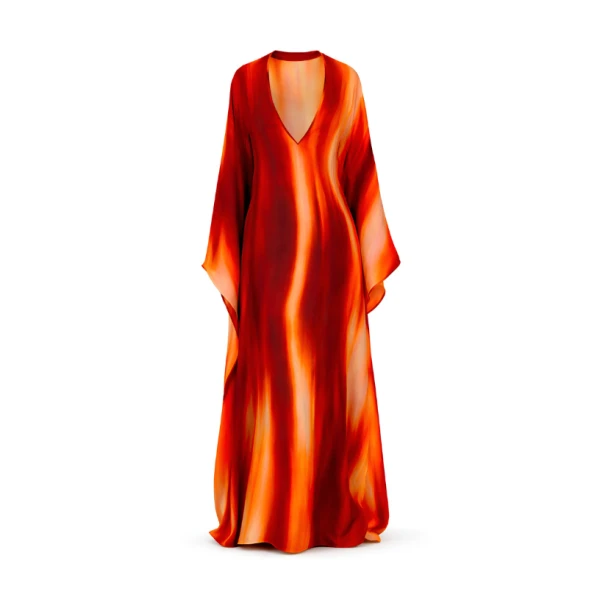 Gown with Dolman Sleeves in Sunset Ombre