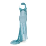 LaQuan Smith gown with neck tie detail