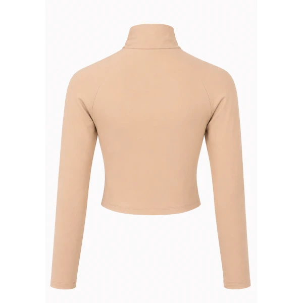 LaQuan Smith Long Sleeve Jacket with Front Zipper Detail in Nude, view 2