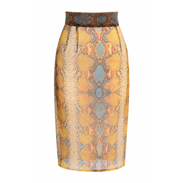 Pencil Skirt in Amber Python