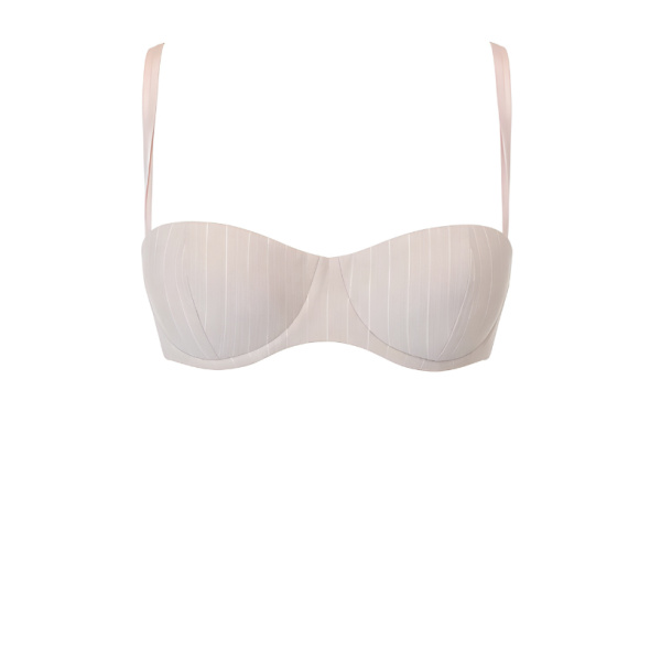 LaQuan Smith Pinstripe Bralette in Champagne
