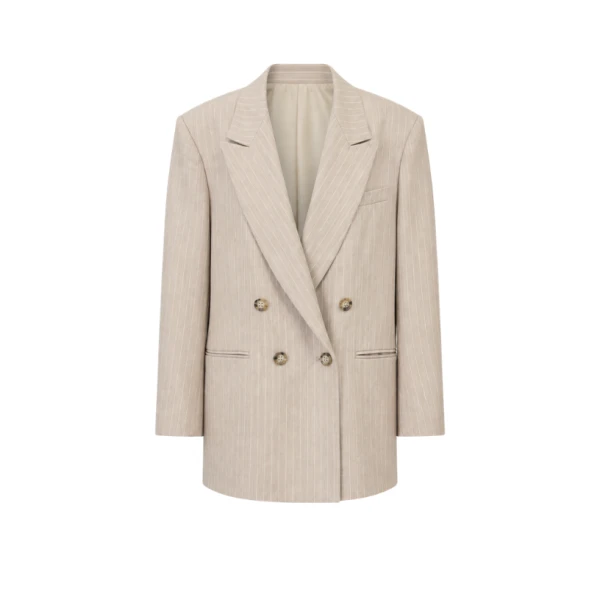 Tailored Double Breasted Jacket in Champagne Pinstripe