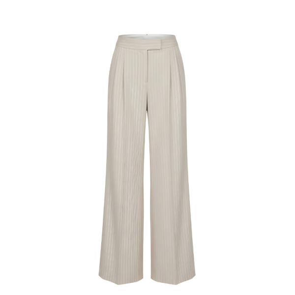 LaQuan Smith Wide Leg Pant in Champagne Pinstripe