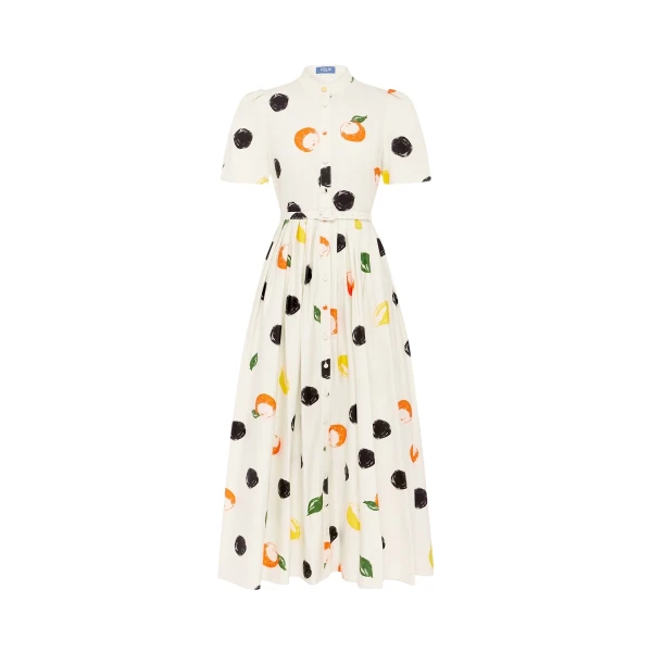 Bianca Short Sleeve Midi Dress in Citrus Spots