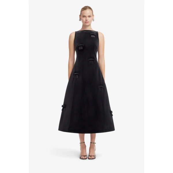 Cleo Velvet Bow Sleeveless Midi Dress