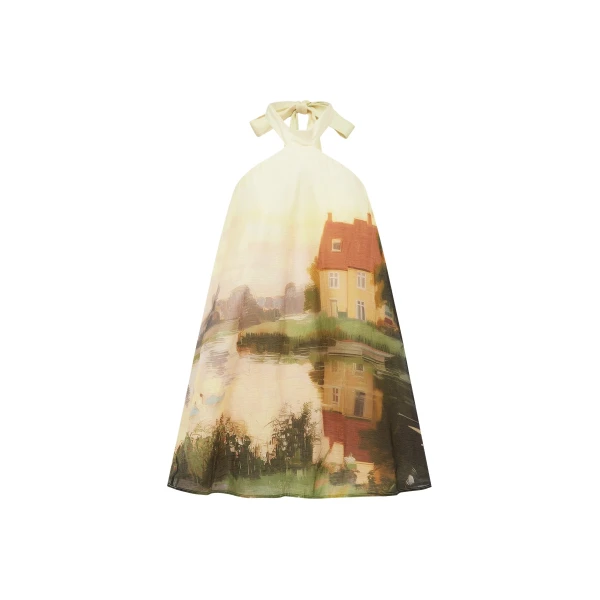 Eloise Halterneck Mini Dress in Serene Print