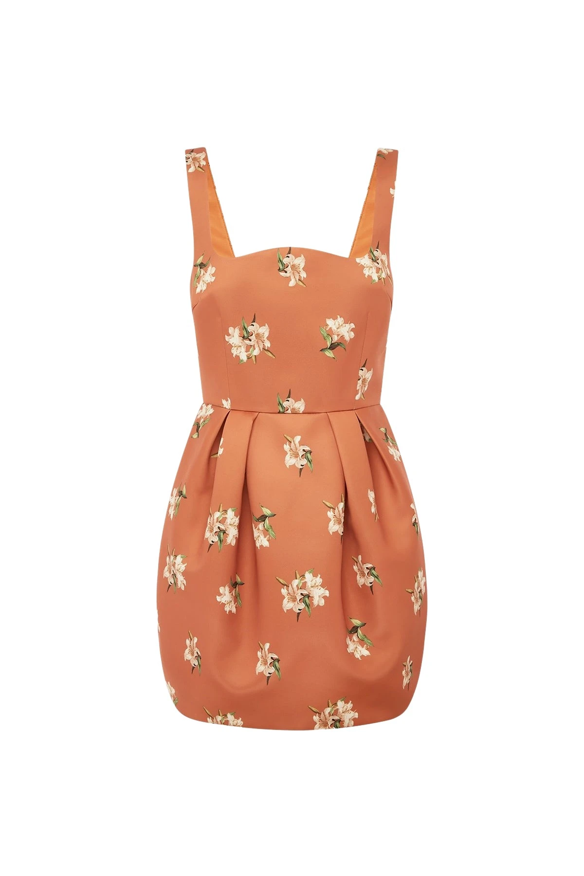 Leo-Lin-Piper-Bell-Shape-Mini-Dress-in-Lily-Print-in-Ochre-672613_nobg Piper Bell Shape Mini Dress in Lily Print in Ochre - Image 1