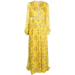 Macgraw Baroque Dress in mustard floral