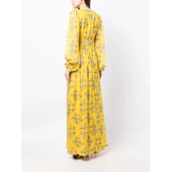 Macgraw Baroque Dress in mustard floral, view 5