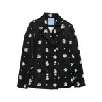 Macgraw Circa 72 Blazer in Black & White Floral Embroidery