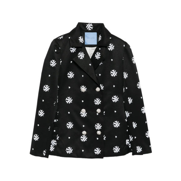 Macgraw Circa 72 Blazer in Black & White Floral Embroidery