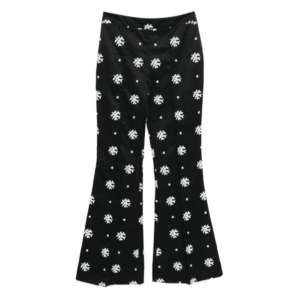Macgraw Circa 72 Trouser in Black & White Floral Embroidery